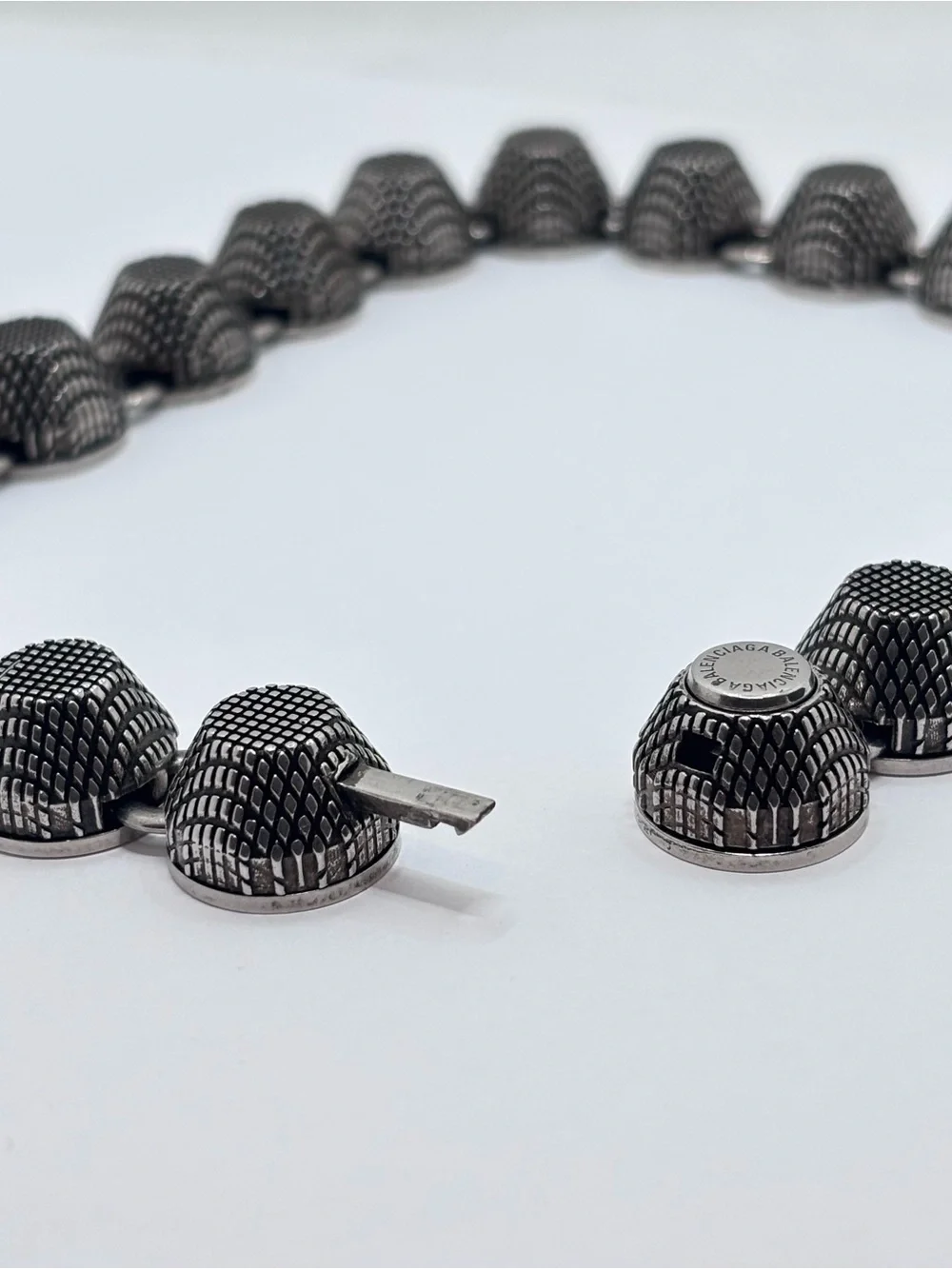 Balenciaga Silver Cagole Choker Necklace